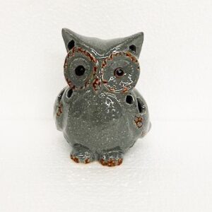 Gufo ceramica grigio con luci cm 10 Pattycrea xx