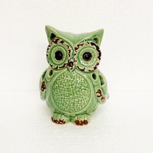 Gufo ceramica verde c luci cm10 Pattycrea xx