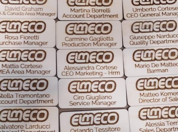 Logo in legno inciso laser per Elmeco Pattycrea