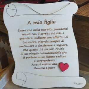 Pergamena legno incisa laser personalizzabile 20cm Pattycrea