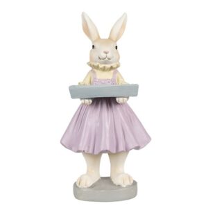 Statuetta Coniglio 10x8x20 Cm Marrone Viola Poliresina Decorazione Di Pasqua Clayre e Eef