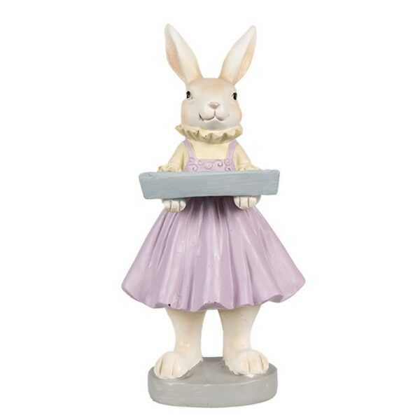 Statuetta Coniglio 10x8x20 Cm Marrone Viola Poliresina Decorazione Di Pasqua Clayre e Eef