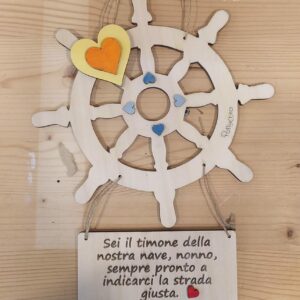 Timone con cuoricini e tag frase personalizzabile 20cm Idea Regalo festa dei nonni Pattycrea