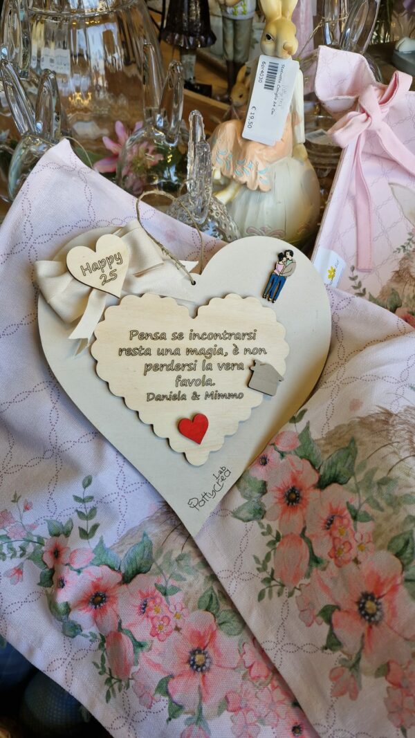 Cuore doppio con frasi anniversario H.20cm 3483 Pattycrea
