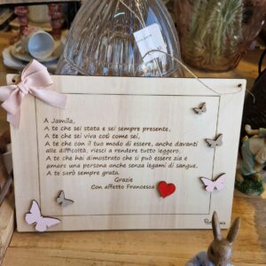 Targa il legno con frase incisa laser H20 cm Pattycrea