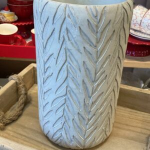 Vase w LEAF PATTERN H26 D15 CM FRENCH GREY Chic Antique