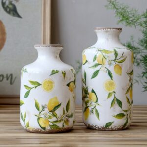 Bottiglia di limone con. motivo di limone Crema H17/P10 cm Chic Antique