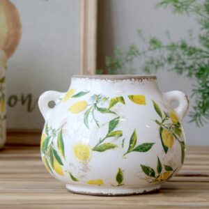 Fioriera per limoni con. motivo di limone Crema H13,5/P17 cm Chic Antique