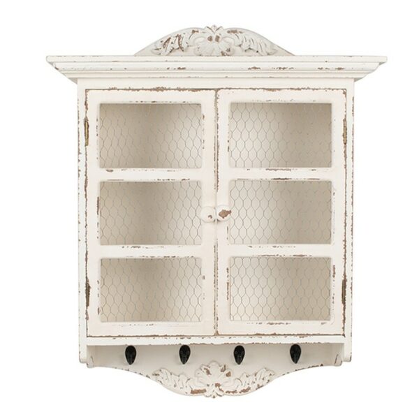 Mensola da parete 56x23x69 cm Bianco Prodotto in legno Armadio di archiviazione Clayre
