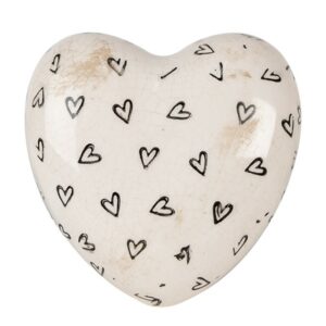Decorazione Cuore 11x11x4 Cm Beige nero Ceramica Arredamento Per La Casa Clayre