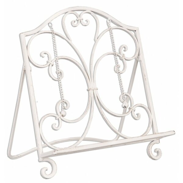 Clayre & Eef Porta libri da cucina 32x23x35 cm Bianco Ferro leggio Rettangolo