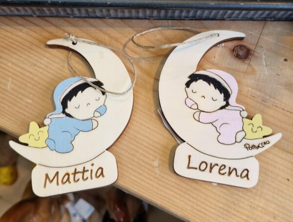 Mezza luna bimbo o bimba 10cm personalizzabile