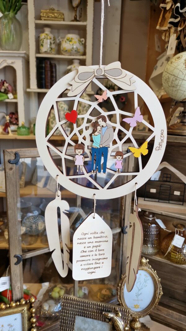 Acchiappasogni con frase famiglia personalizzabile 20cm Pattycrea