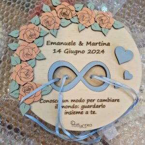 Portafedi con frase e rose D.20cm Pattycrea