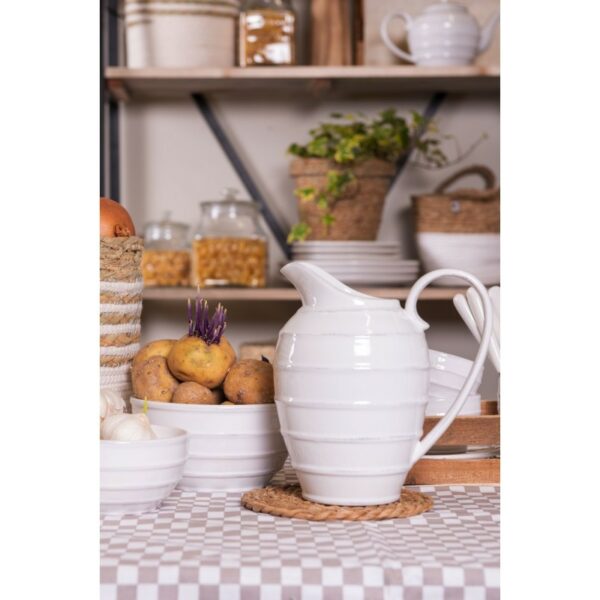 Caraffe decorativa Brocca 21x15x23 cm Bianco Ceramica Rotondo Clayre e Eef - immagine 2