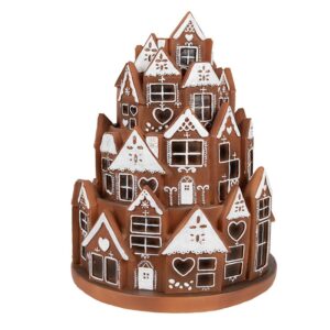 Casa di pan di zenzero con LED Ø 21x26 cm Marrone Decorazione di Natalizie Clayre