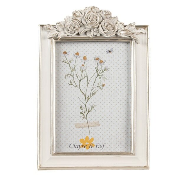 Cornice foto bianco  color argento 14x2x22cm 10x15cm Clayre