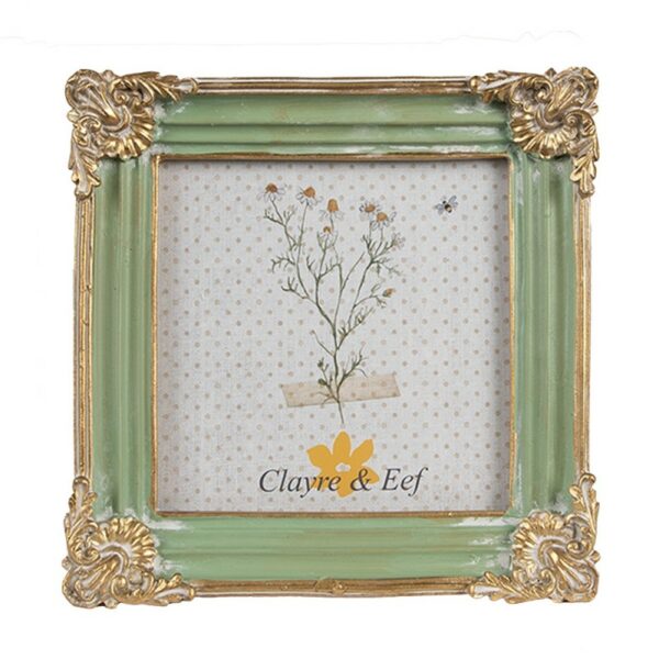 Cornice foto verde color oro 13x2x13cm Clayre
