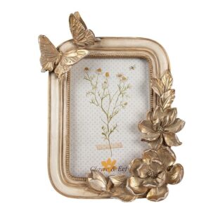 Cornice per foto 10x15 cm Color oro Vetro Fiori Cornice fotografica Clayre