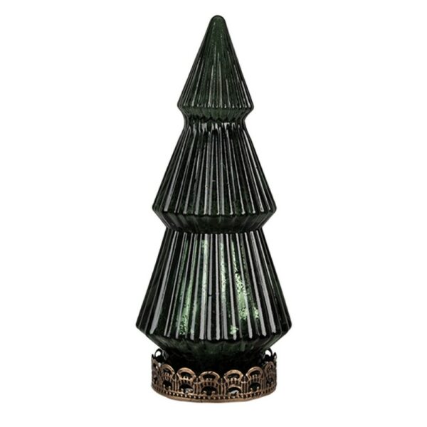Decorazione natalizia con illuminazione a LED Albero di Natale Ø 7x16 cm Verde Vetro Clayre