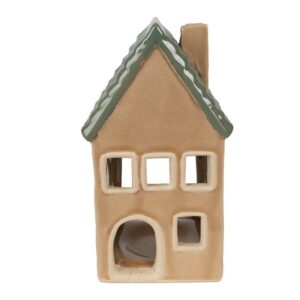 Portacandele Natale Casette Marrone, Verde 8x8x15 cm Clayre