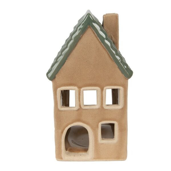Portacandele Natale Casette Marrone, Verde 8x8x15 cm Clayre