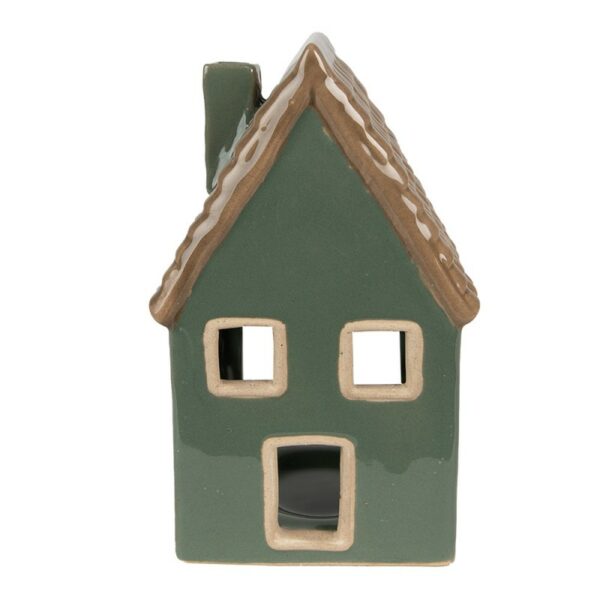 Portacandele Natale Casette Verde, Marrone 9x8x15 cm Clayre