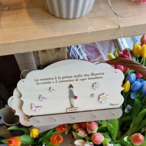 Portachiavi legno inciso laser con frase personalizzabile L.30cm Pattycrea