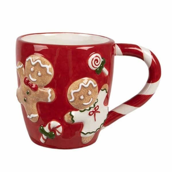Tazza rosso bianco marrone 14x9x10cm 325ml Clayre