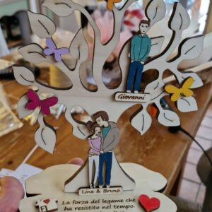 Albero della vita legno laser con base per anniversario personalizzabili H.20cm Pattycrea
