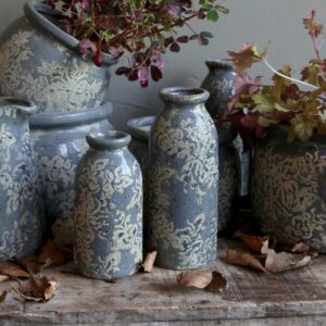 Bottiglia Antibes con motivo floreale, H20/D8 cm opal Chic Antique