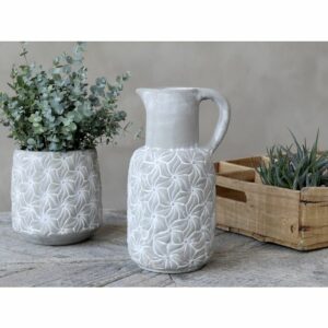 Brocca Colmar con fiori, H30/L16.5/W14.5 cm french grey Chic Antique