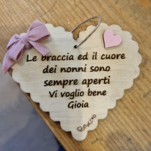 Cuore orlato legno laser festa dei nonni con frase 10cm Pattycrea