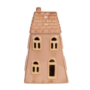 Decorativa Casa con LED 10x6x16 cm Marrone Porcellana Clayre