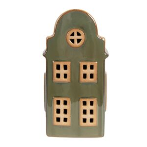 Decorativa Casa con LED 8x6x15 cm Verde Porcellana Clayre