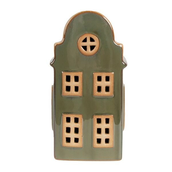 Decorativa Casa con LED 8x6x15 cm Verde Porcellana Clayre