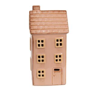 Decorativa Casa con LED 8x6x17 cm Marrone Porcellana Clayre & Eef