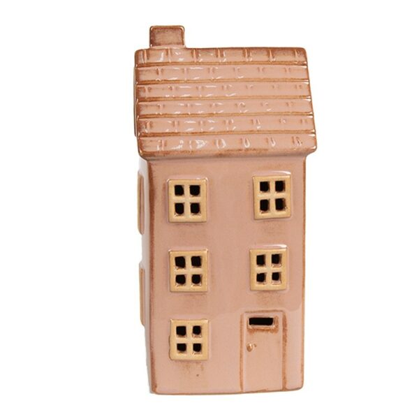 Decorativa Casa con LED 8x6x17 cm Marrone Porcellana Clayre & Eef