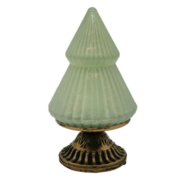 Decorazione natalizia con illuminazione a LED Albero di Natale Ø 10x18 cm Verde Vetro Clayre