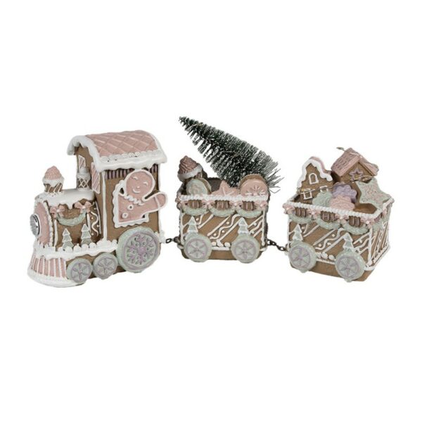 Decorazione natalizia con illuminazione a LED Treno 30x7x12 cm Marrone Clayre