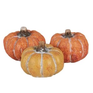 Decorazione set di 3 Zucca ø 5x4 cm Arancione Ceramica Clayre & Eef