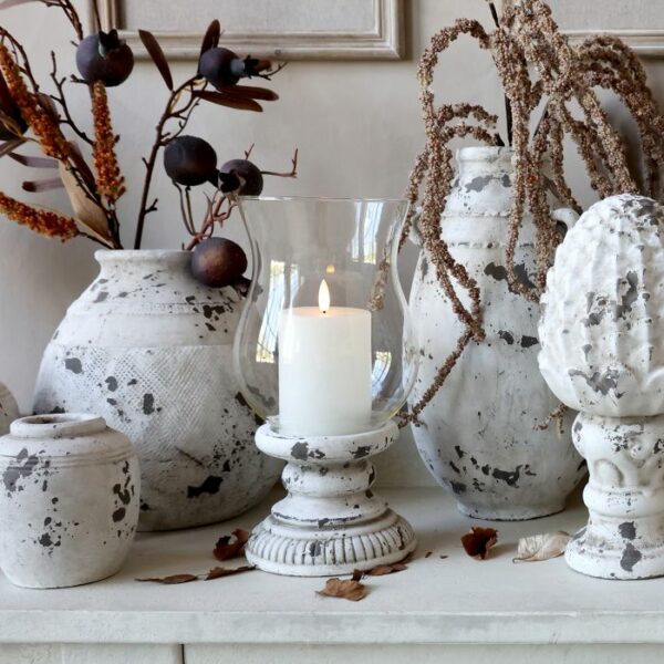 Vaso porta candela, H20.5/D14.5 cm cream Chic Antique