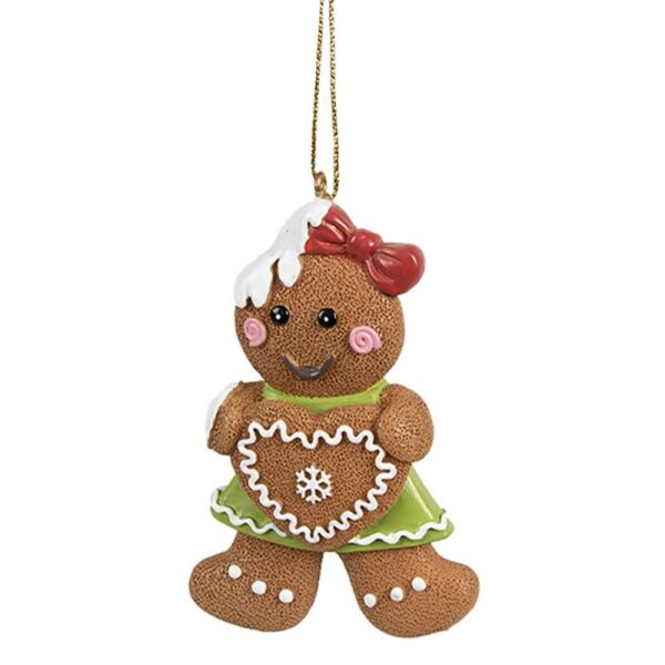 Ornamento Natalizio Uomo di pan di zenzero 5x1x8 cm Marrone Decorazioni Albero Natale Clayre