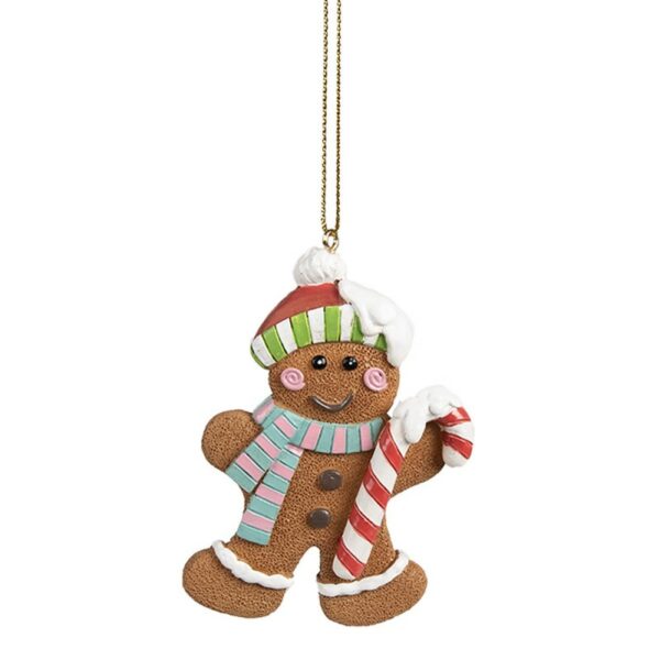 Ornamento Natalizio Uomo di pan di zenzero 6x1x18 cm Marrone Decorazioni Albero Natale Clayre