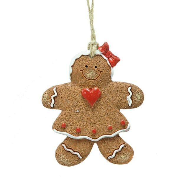 Ornamento Natalizio Uomo di pan di zenzero 7x1x8 cm Marrone Decorazioni Albero Natale Clayre