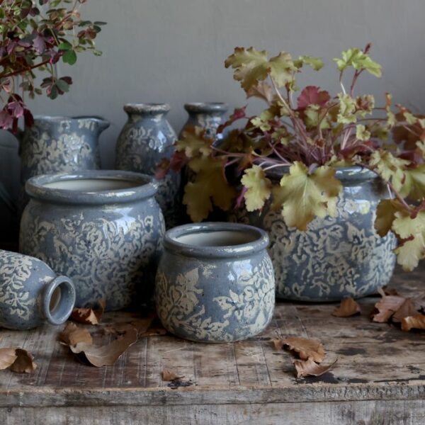 Vaso Antibes con motivo floreale, H13/D15.5 cm opal Chic Antique