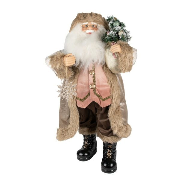 Figurina Babbo Natale 47 Cm Statuine Natalizie In Plastica Marrone Beige Clayre & Eef