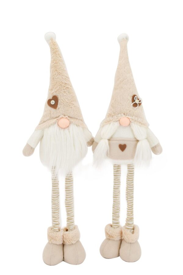 Gnomo stoffa panna con gambe allungabili 45-70cm Pattycrea