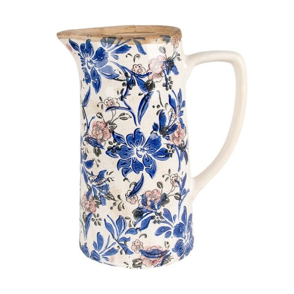 Brocca decorativa beige blu21x14x26cm Clayre