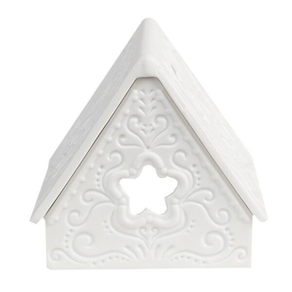 Portacandele natale casette bianco 8x8x8cm Clayre
